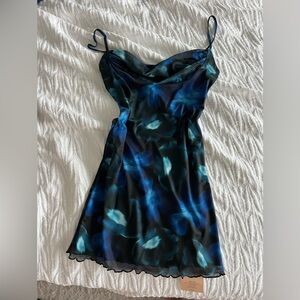 SHEIN bae blue mesh dress